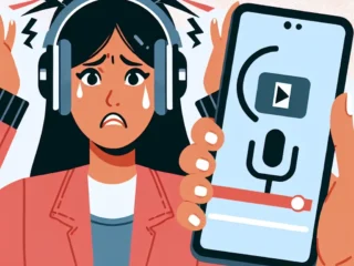 "Ilustrasi cara mengatasi masalah sinkronisasi audio-video pada headphone Bluetooth, dengan pengguna yang sedang mengecek pengaturan perangkat dan koneksi Bluetooth."