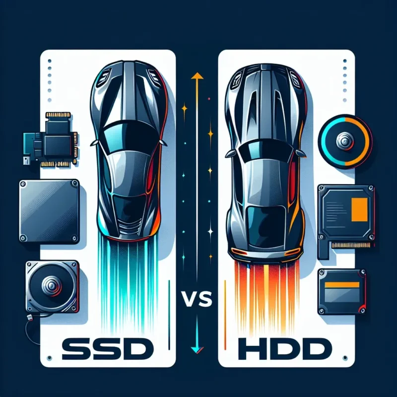 Alt text: "Perbandingan kecepatan dan efisiensi antara SSD dan HDD dalam penyimpanan data, menampilkan gambar diagram yang jelas menjelaskan perbedaan performa kedua teknologi."