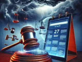 "Ilustrasi risiko hukum yang dihadapi Meta terkait pemenuhan permintaan berhenti ikut serta sebelum 27 Mei, dengan grafik yang menunjukkan potensi konsekuensi legal dan dampak terhadap bisnis."