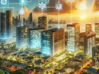 "Smart cooling system technology for tropical buildings showcasing energy efficiency innovations"