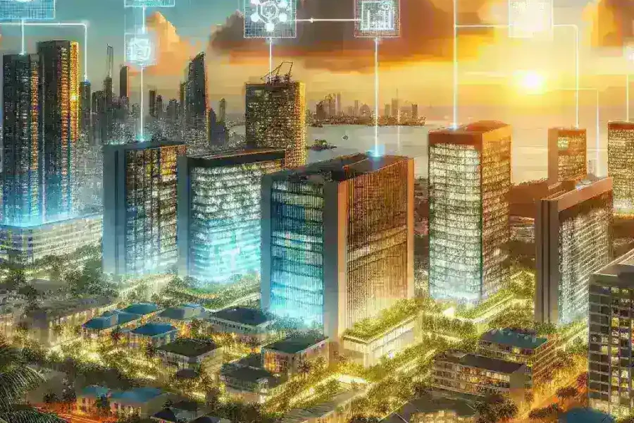 "Smart cooling system technology for tropical buildings showcasing energy efficiency innovations"