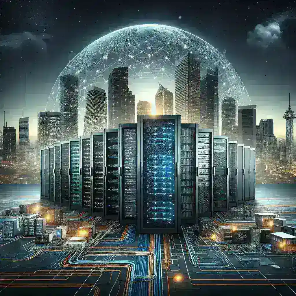 "Ilustrasi infrastruktur data center hyperscale modern di Jakarta, menunjukkan teknologi canggih dan peningkatan kapasitas penyimpanan untuk memenuhi permintaan digital yang terus berkembang."