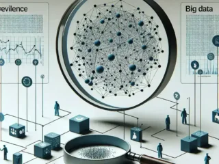 "Visual representation of big data analytics applied to epidemiological surveillance and outbreak prevention, showcasing data graphs and health monitoring systems."