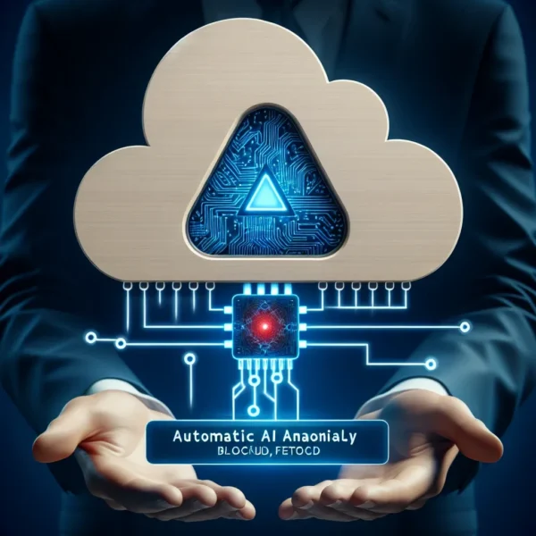 "Ilustrasi fitur AI Anomaly Block Otomatis dari Penyedia Cloud Lokal yang meningkatkan keamanan dan efisiensi sistem penyimpanan data."