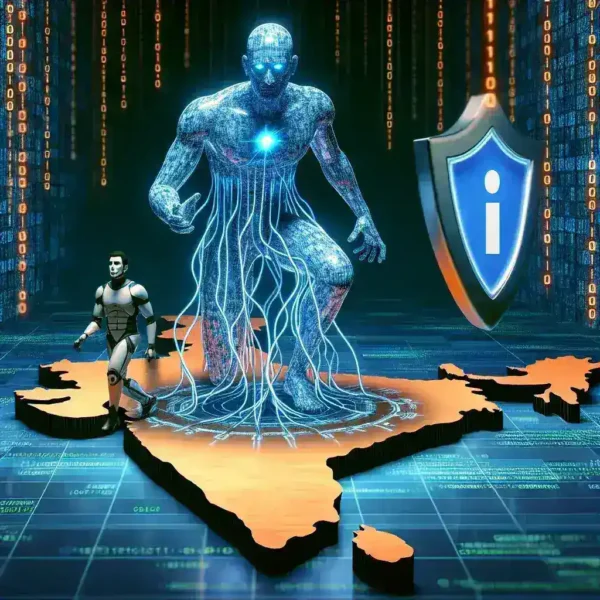 "Ilustrasi Raksasa TI India terlibat dalam serangan siber, menunjukkan koneksi teknologi dan ancaman siber di dunia digital."