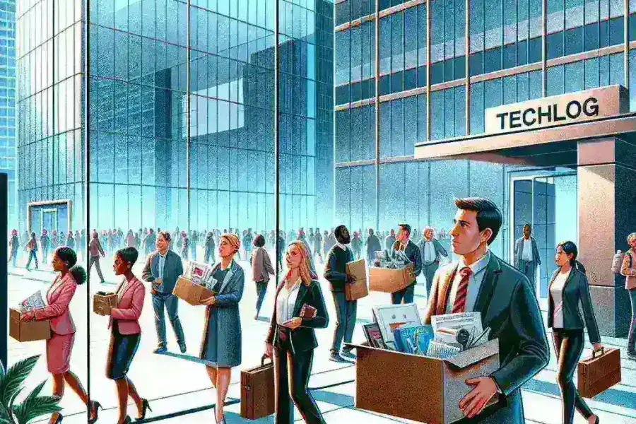 "Infografis tentang PHK Massal di Perusahaan Teknologi Global, menunjukkan statistik dan dampak pada karyawan serta daftar perusahaan yang mengalami pemotongan tenaga kerja."