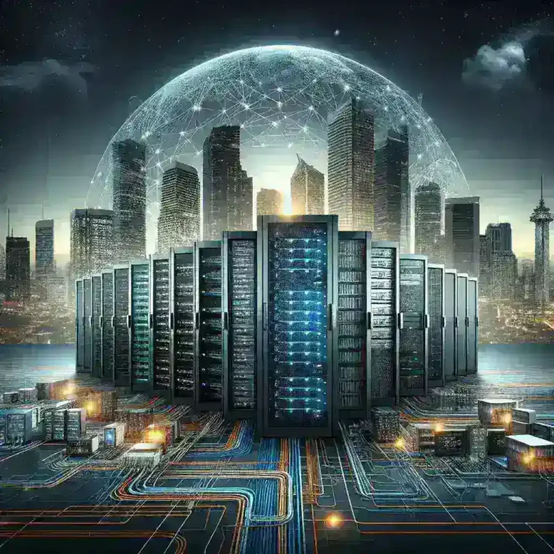 "Ilustrasi infrastruktur data center hyperscale modern di Jakarta, menunjukkan teknologi canggih dan peningkatan kapasitas penyimpanan untuk memenuhi permintaan digital yang terus berkembang."